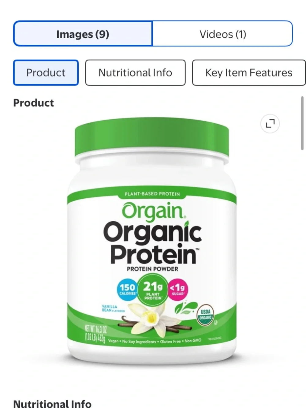Organic Protein Powder - Vanilla (Green Accent)